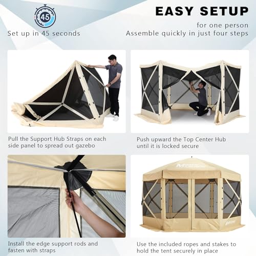 MASTERCANOPY-Portable-Screen-House-Room-Pop-up-Gazebo-Outdoor-Camping-Tent-with-Carry-Bag12x12-Beige