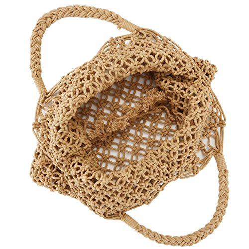Ayliss Handmade Straw Bag Travel Beach Fishing Net Handbag Shopping Woven Shoulder Bag for Women3