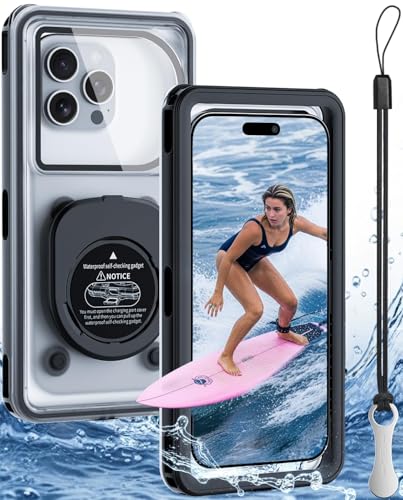 WIFORT Waterproof Phone Case with Lanyard, Underwater Phone Cases for Snorkeling/Diving/Swimming/Filming, IP68 Water Proof Touchscreen Case for All Cell Phones: iPhone/Samsung/Moto/Pixel - Black