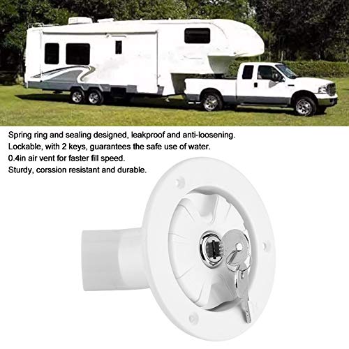 Image of 80mm /3.1in RV Water Locking Cap - Leakproof Gravity Freshwater Filling Hatches with Seal Ring Design, 2 Keys for Camping Trailer Motorhome (White)