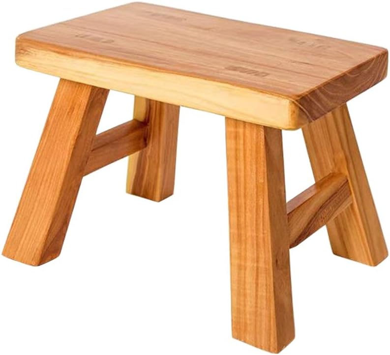 Sturdy Step Stool Footstool Solid Wooden 11 inch for Kids Adults Plant Stand Plant Stand Fishing Stool (Natural), Small