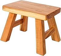 Vista 8 de Taburete resistente de madera maciza, pequeño para niños y adultos, soporte para plantas, taburete de pesca (marrón)