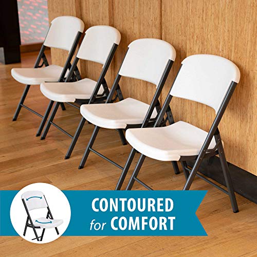 Lifetime Commercial Grade Folding Chair, 4 Pack,High-Density Polyethylene, White Granite #TOP3