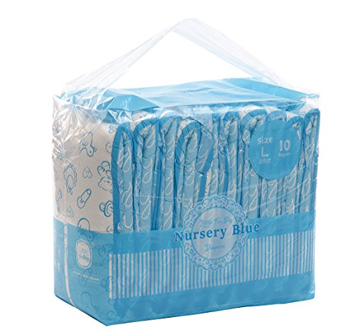 Image of Littleforbig Adult Printed Diaper 10 Pieces - Nursery Blue (Large 36 inch-46 inch)