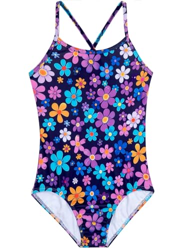 Image of Girls Swimsuit One Piece Bathing Suit with Adjustable Straps Cute Little Kids Swimming Suits Beach Swimwear 4T-12