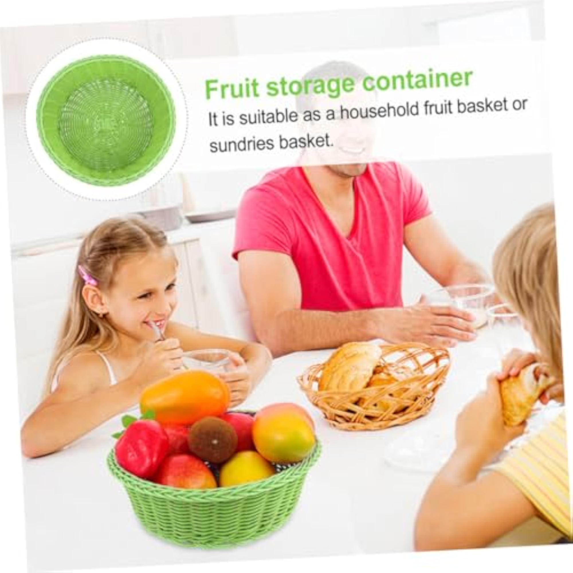 Green Woven Fruit Basket for Countertop Storage