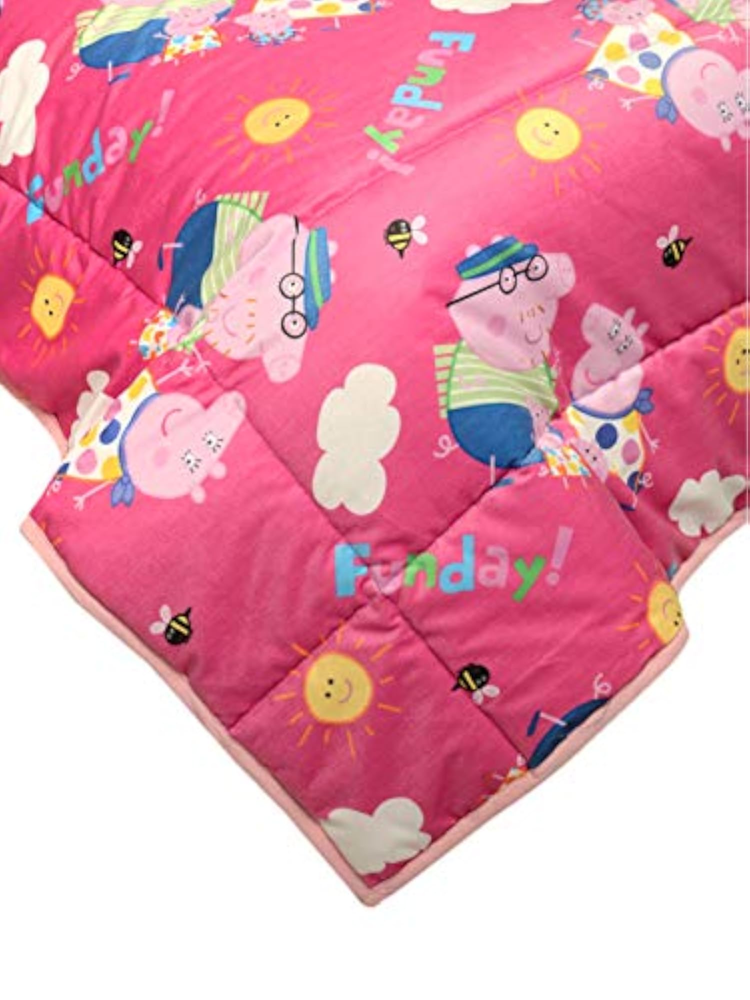 Peppa Pig Velvet & Cotton AC Quilt with Cushions, Pink