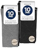 Occulto calcetines diabeticos hombre & mujer pack de 10 (modelo Goetz), calcetines sin costura sin goma 4 Pares Negro | 3 Pares Gris Oscuro | 3 Pares Gris Claro 43-46