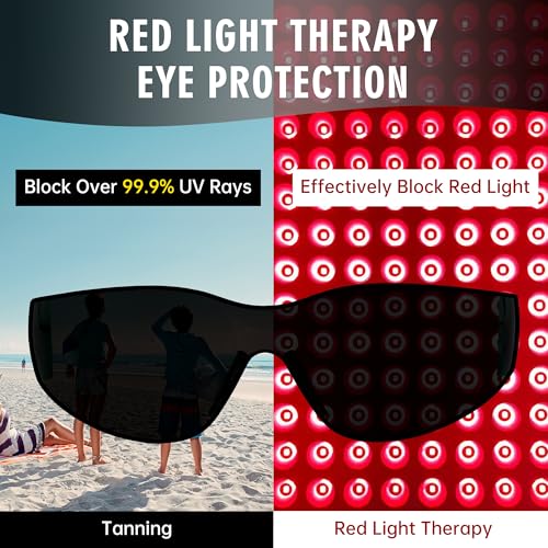 Image of Red Light Therapy Glasses, Eyes Protection for Tanning Goggles,IPL Glasses 600-900nm Laser Cosmetology Operator Eye Protection with Case (Black)