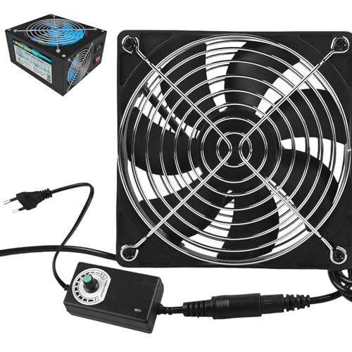 Ventilador para PC, ventilador de 120 mm con control de velocidad, AC 220 V PC sin escobillas para ordenador portátil, ventilador de carcasa de 120 mm optimizado para presión estática (negro)