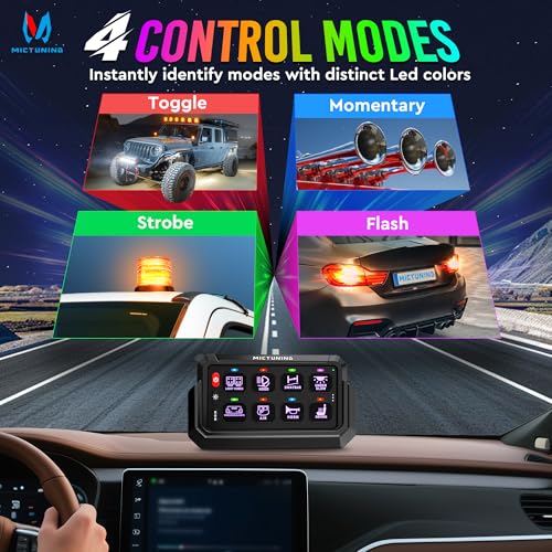 Image of MICTUNING P1S-AC RGB Wireless 8 Gang Switch Panel 433MHz 165FT Control