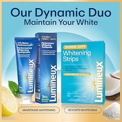 Lumineux Teeth Whitening Bundle | Peroxide-Free Whitening Strips (21 Treatments) + 10% Nano Hydroxyapatite Toothpaste (2 Pack) | Enamel-Safe Whitening Without Sensitivity | Fluoride-Free