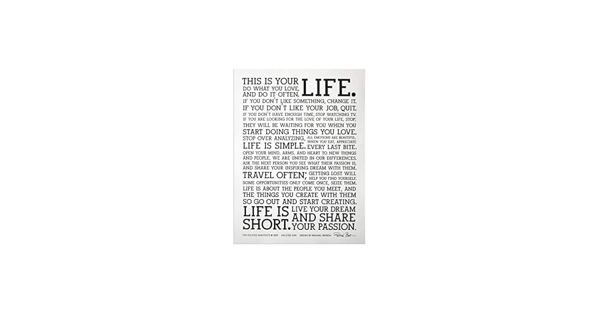 holstee社のポスター「this is your life」のアート The Holstee Manifesto Original Letterpress Poster | This is