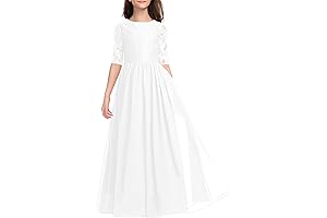 Vintage Lace Chiffon A-Line LDS Baptism Dress for Girls