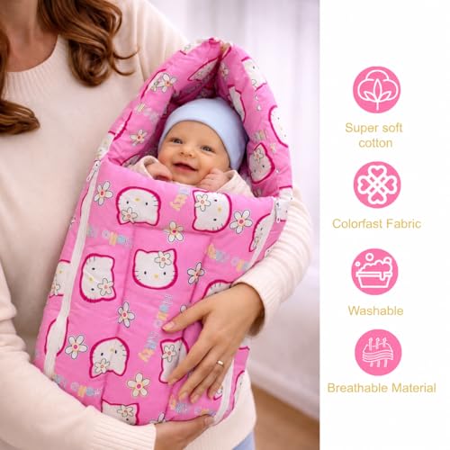 Image of Infantbond 56 in 1 New Born Baby Complete Daily Items Combo (0-6 Months) (Apple) (Pink Kitty)