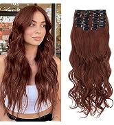Benehair Clip in Hair Extensions 12PCS 22 Inch Long Wavy Hair Extensions Thick Hairpieces 180g Sy...