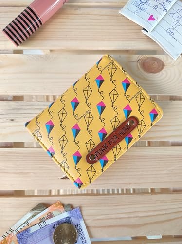 Image of Funk For Hire Printed Vegan Leather ATM Card Holder Slim Minimalist Wallet Pocket Organiser for Men Women (Yellow)