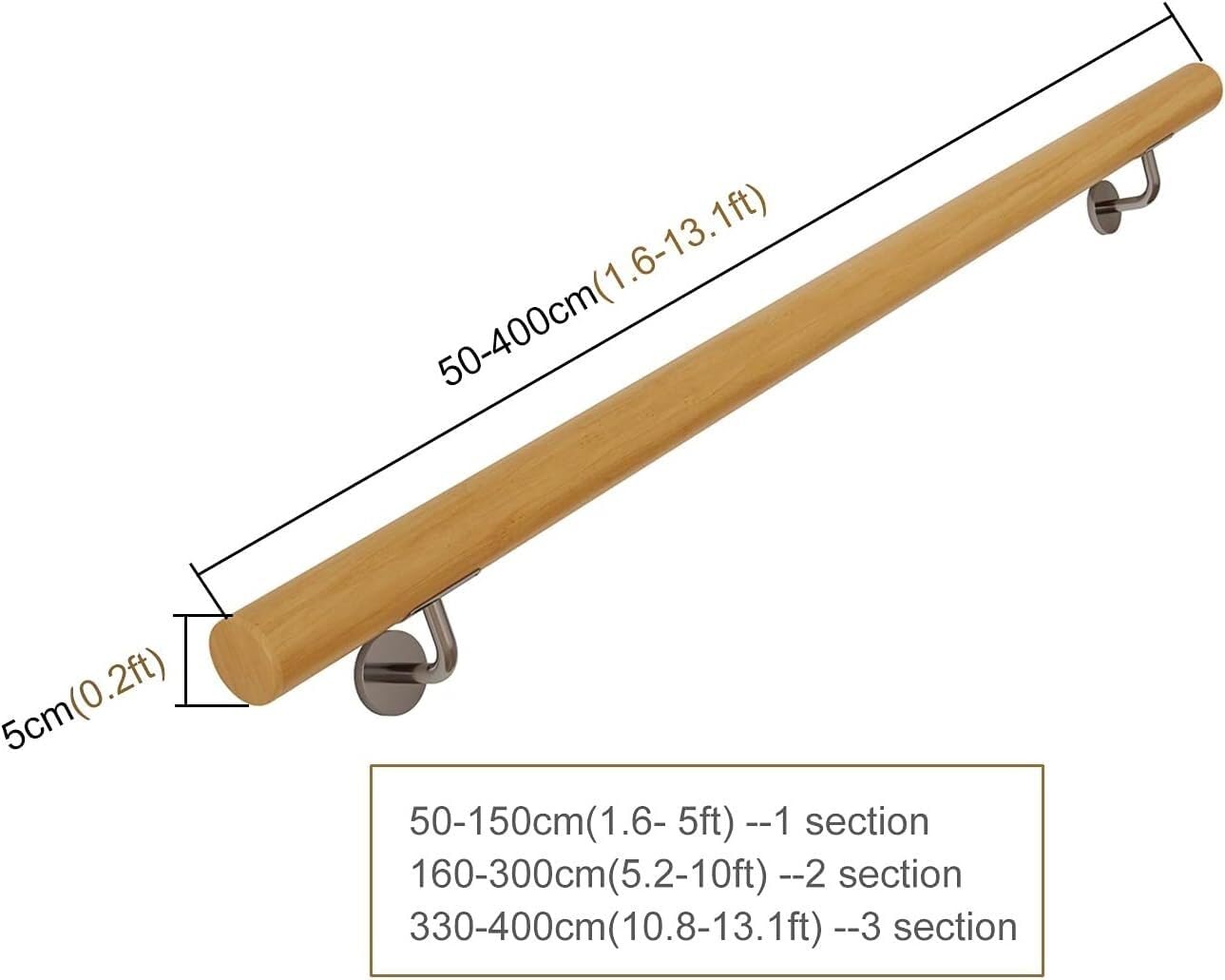 0,5 m drewniany montowany na ścianie ze wspornikiemIndoor Loft & Porch Safety Case Support