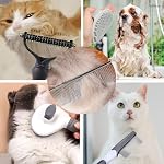 Brosse pour chiens et chats. Brosse de chevet pour chiens ou chats, peigne à râteau à double face, brosse à bain, peignes aux puces, peignez en acier inoxydable vous procurera du confort à vos animaux. (Grey)