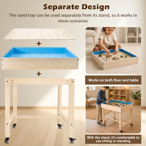 Wooden Sandtrays Table with Wheels, Sand Tray Therapy Kit Includes Stand by Morzhunis - Image 3