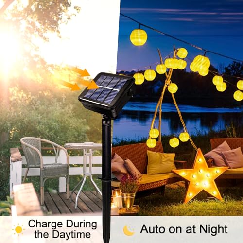 WoskjXas Solar String Lanterns, 13.6M/44.6FT 30LEDs Timable Solar Lanterns Fairy Lights - Image 3