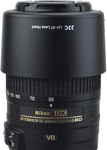 Miniatura 6 de Parasol reversible para lente de cámara HB-57 de repuesto para Nikon DX 2.165-11.811 in F4.5-5.6G ED VR zoom lente en D500 D7500 D7200 D7100 D7000
