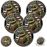 Alligator Alcatraz: Make America Safe Again Commemorative Coin – Double-Sided Funny Gator ICE Agent & Inmate Challenge Coin, Alcatraz Prison Memorabilia Token for Collectors & History Buffs (5PCS)