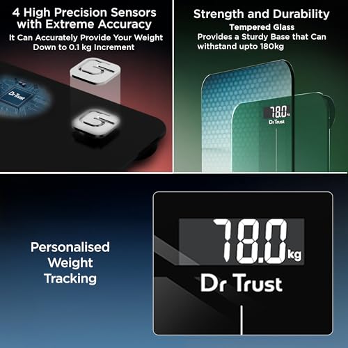 Image of Dr Trust USA Inspire Personal Digital Electronic Weight Machine For Human Body 180Kg Capacity Weighing Scale-523 (Black) 