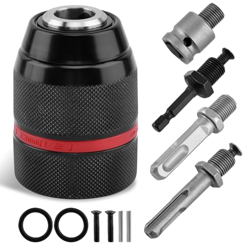 Mandrin de perceuse sans clé pour Milwauke-e, 1/2-20UNF Mount 1-13 mm mandrin auto-serrant - Convient à la tige SDS-Plus de 3/8