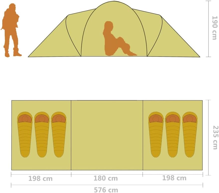 vidaXL Camping Tent, Pop up Tent for 6 Persons, Backpacking Tent with Carrying Bag, Family Tent for Outdoor Hiking Beach, 6 Persons Blue and Yellow