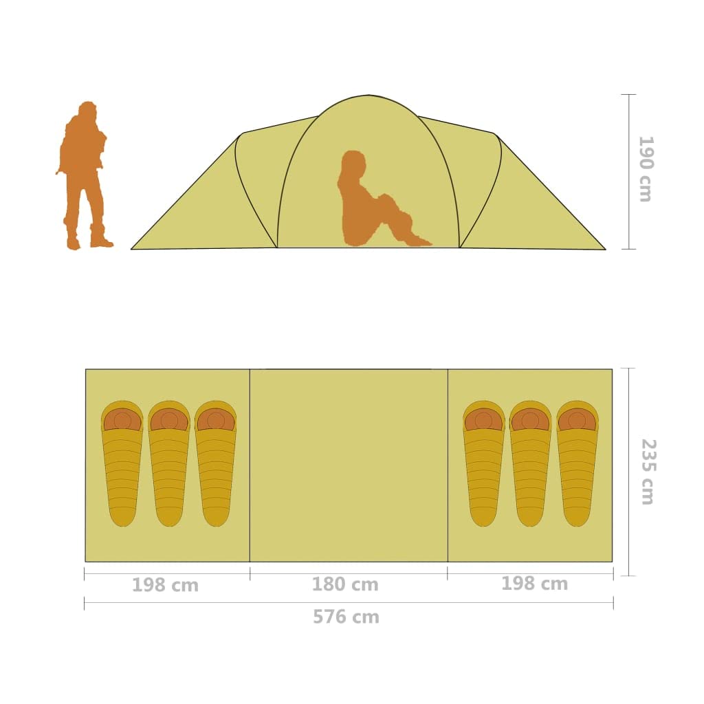 Campingzelt für Personen Blau und Grün mit Kabinen, atmungsaktivem Innenzelt, Moskitonetz, Vorzelt und Tragetasche für Camping, Outdoor, Wanderung, Trekking und Festival