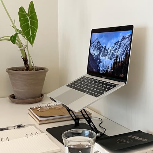 TARKAN 360° Rotating Laptop Stand with Fan, Supports 12"-17” Laptops Upto 5kg, Carbon Steel with Anti Rust Body Built-in Cooler Fan (Black) - Image 6