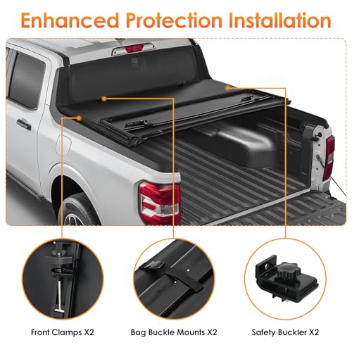 Image of Nilight Soft Tri-Fold Tonneau Cover for 2020-2025 Jeep Gladiator JT 5ft Bed, Fold-Up Low Profile Truck Bed Cover, Cargo Protection
