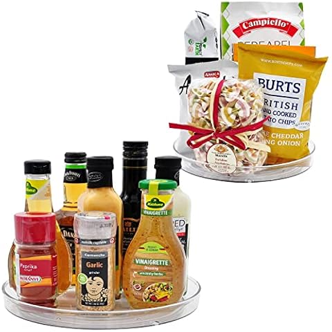 Lazy Susan Rotating Turntable Food Storage Container for Cabinets, Pantry, Fridge, Countertops,Vanity,BPA Free - Spinning Organizer for Spices, Condiments - 9" Round, Clear-2 Pack Cover