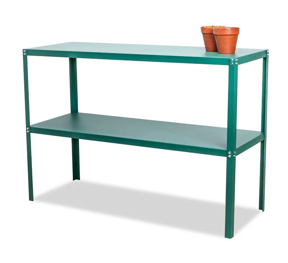 Lacewing 118cm Essential 2 Tier Greenhouse Staging Potting Bench Tool Storage Rack Shelves Green (Pack of 1)