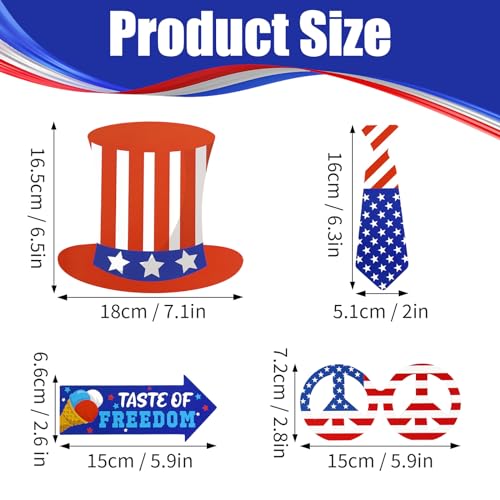 PatiCool 4th of July Photo Booth Props 25 PCS | Patriotic USA Independence Day Photo Props Party Decorations | 4th of July Patriotic Paper Goods Party Favors | 4th of July Patriotic Party Supplies