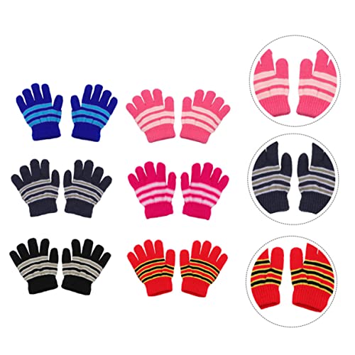 BESPORTBLE 6Pairs Winter Knitted Gloves Warm Full Finger Mittens for Boys Soft Comfortable Thermal Protection for Years Easy to Clean Durable Design4
