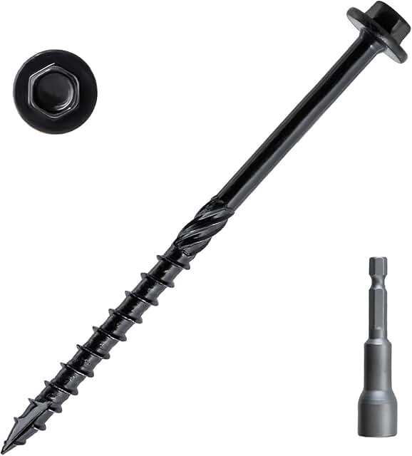 LIONMAX Structural Wood Lag Screws 4 Inch, 100-PCS, #14 X 4, Heavy Duty ...