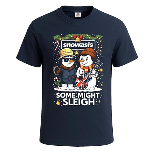Snowasis Some Sleigh Novelty Gift Men's T Shirt Xmas Funny Party Shirt Top(Navy Blue, L)