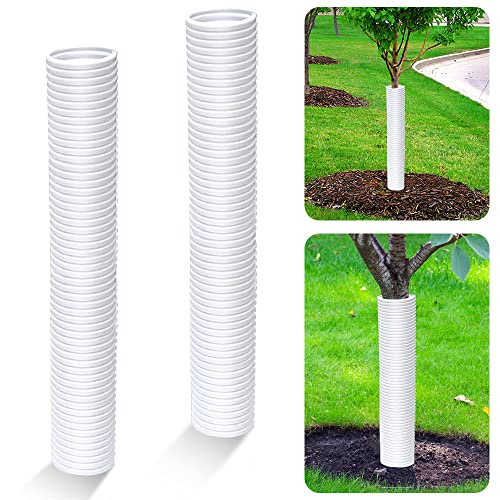Corrugated Tree Guards 2pcs Rigid PP Tree Trunk Protectors Tree Bark Protector Sleeve Plant Guard Tube Wraps to Protect Bark Tree Seedlings Tubes Saplings Plants from Deer Rodents Mowers Trimmers