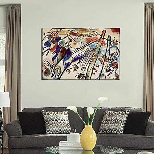 Art Mural Abstrait Kandinsky avec Cadre, Solution Prête à Poser pour Grand Mur Vide Salon - 3