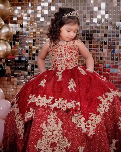 Luxury Lace Appliques Flower Girl Dresses for Wedding Sparkly Tiered Tulle Birthday Party Prom Gown Pageant Dresses3