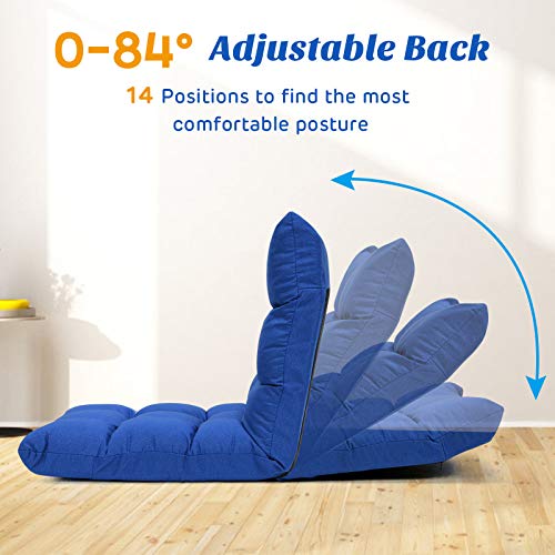 Ergomaster Adjustable Floor Video Gaming Chair With 14-Position, Folding Floor Sofa Chair Lounger Folding Sleeper Bed Couch Recliner, Lazy Sofa Lounger For Tv, Reading, Relaxing (Navy Blue) #TOP1