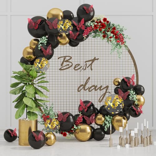 Image of SAOROPEB 3D Butterfly Wall Decor 48 Pcs Blood Red Butterfly Decorations | 4 Styles 3 Sizes, Butterfly Birthday Decorations Butterfly Party Decorations Cake Decorations, Removable Stickers
