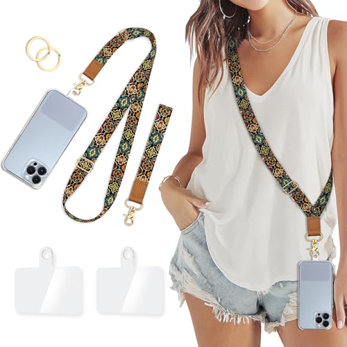 Image of Piefly Cell Phone Lanyard Crossbody Wrist Strap Adjustable for Women Boho | Travel Daily Cruise, Around the Neck, Hands-free, Universal, Fit Keys ID badge, Accessories, Compatible with Most Smartphones