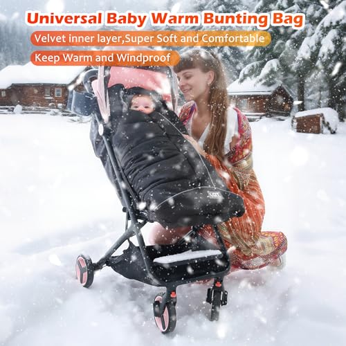 Image of LAT Baby Warm Bunting Bag Universal,Stroller Sleeping Bag Cold Weather,Waterproof Toddler Footmuff (Basic,Pink)