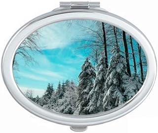 Pine Clouds Blue Sky Art Deco Gift Fashion Mirror Portable Fold Hand Makeup Double Side Glasses