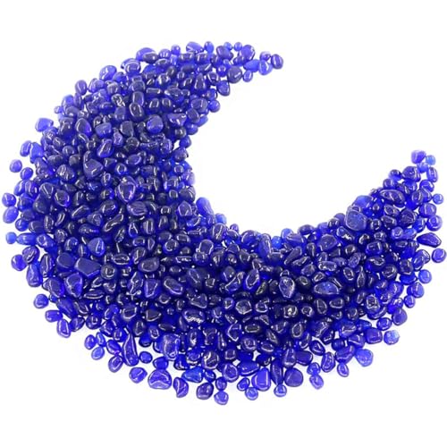 Image of 1 LB (460g) Tumbled Irregular Sea Glass Gemstone Chips, Deep-Blue | Vibrant Long-Lasting Hues, Premium Polished, Safe Non-Toxic Material, Ideal for DIY Crafts & Decorations