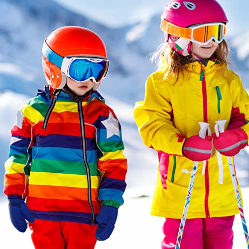 Image of Geyoga 4 Pairs Kids Mittens Waterproof Ski Gloves Boys Girl Warm Snow Winter Mittens for Kids Toddler Outdoor Activities
