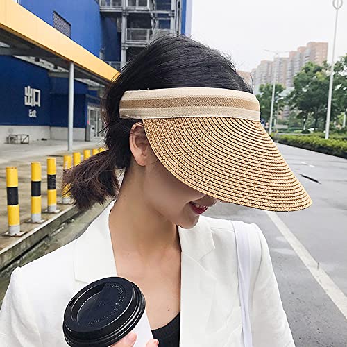 Visera de verano para mujer, sombrero de paja miniatura 3